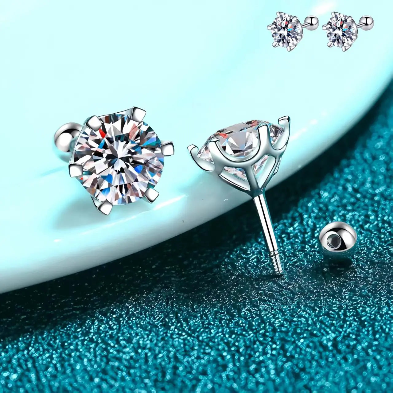 Moissanite Screw Stud Earrings D Color 925 Sterling Silver 6 Prong Diamond Earrings For Women Wedding Fine Jewelry