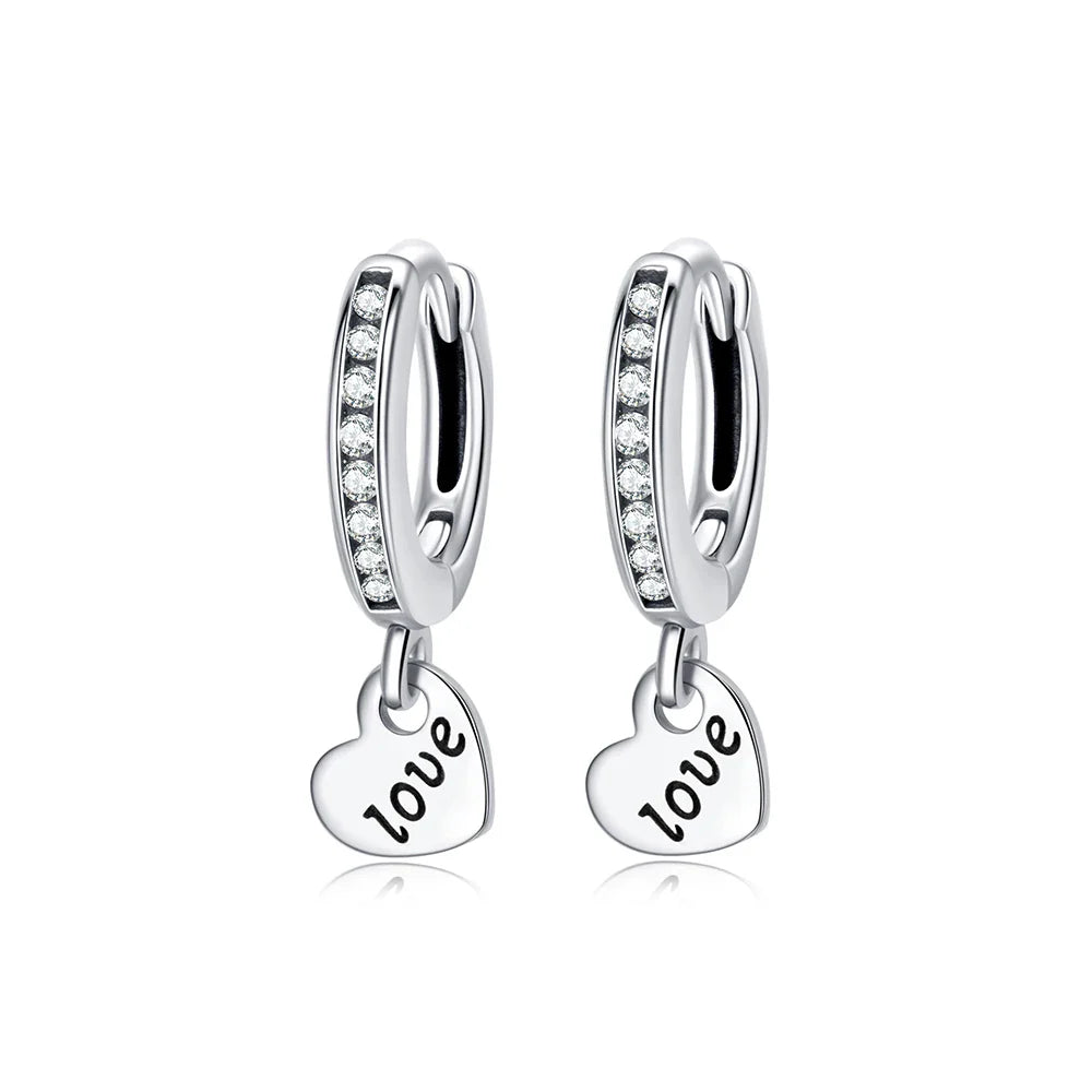 Original 925 Sterling Silver Earrings 2025 Stud Hoop Crystal Earings For Women Rose Gold Crown Heart Infinity Bee Earing Jewelry