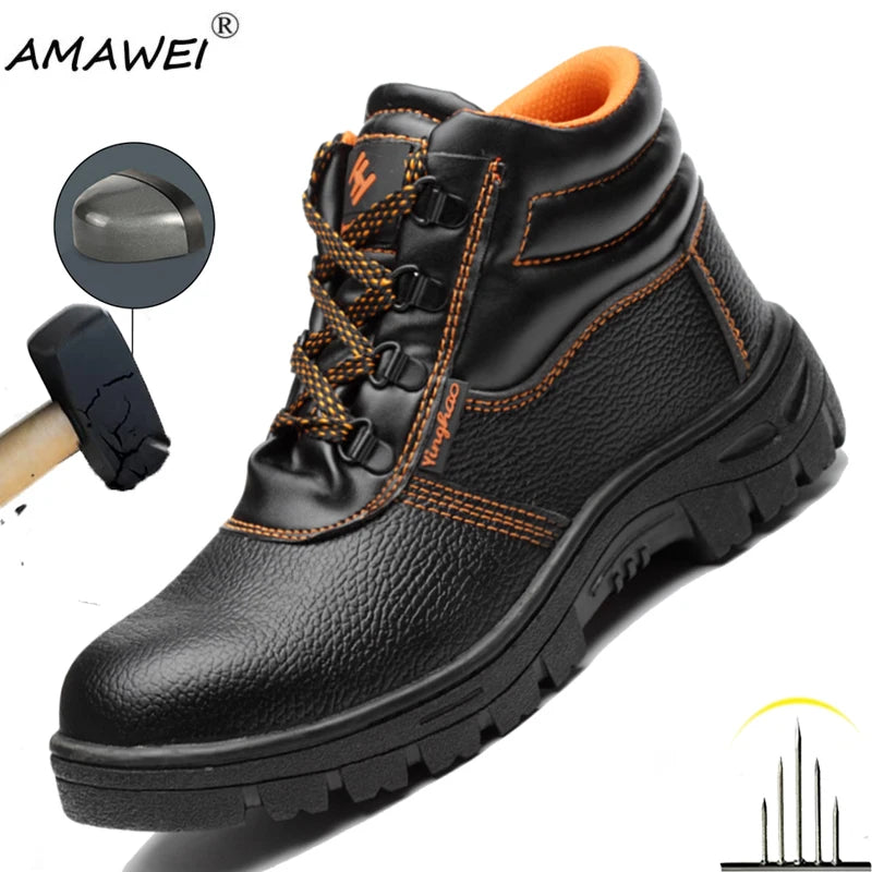 Men Safety Shoes Steel Toe Work Sneakers Indestructible Shoes Puncture-Proof Men Boots Water resistant Anti shock Non slip boots