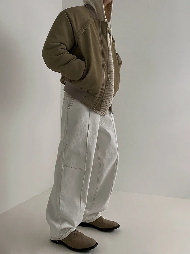 Winter Vintage Suede Jacket Cotton-padded Jacket Men's Korean-style Loose Coat