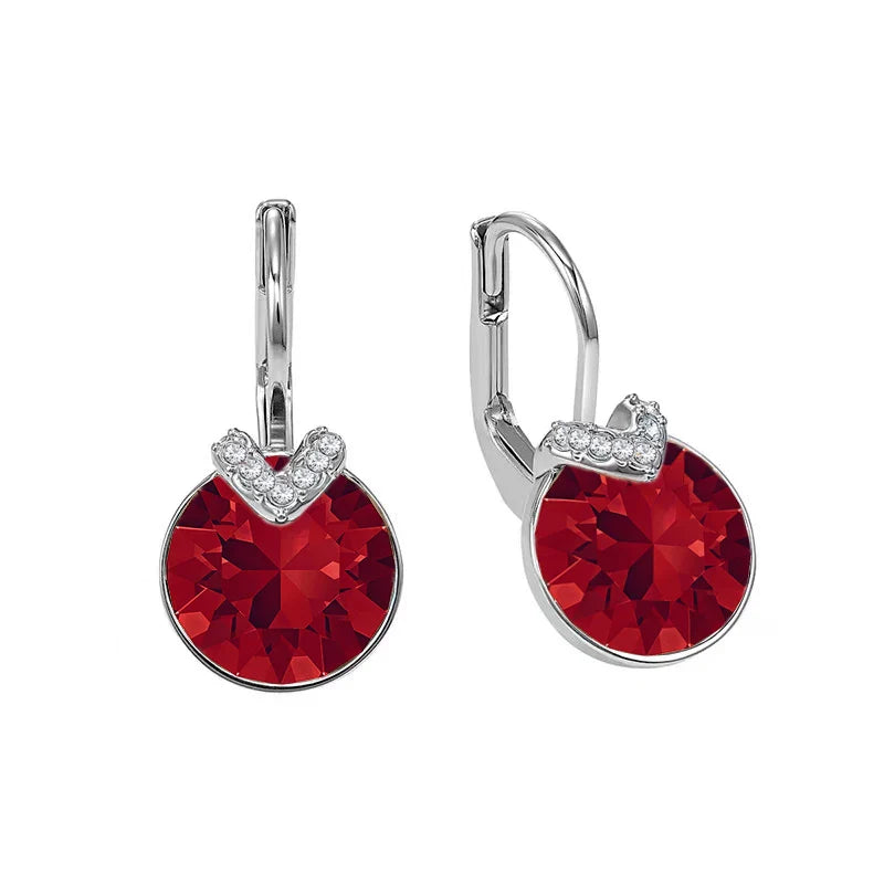 Mini Bella V Drop Earring for Women Friends Birthday Crystals from Austria Round Cut Dangle Silver Gold Color Pierced Jewelry