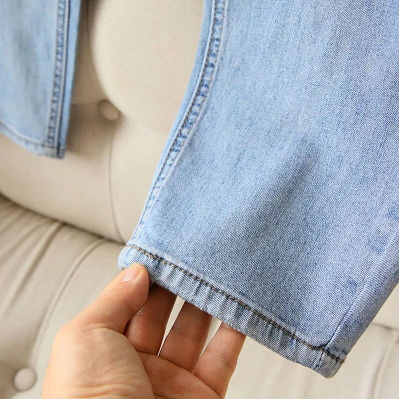 Oversize 5XL Ankle-Length Harem Jeans Baggy High Waist Womens Straight Denim