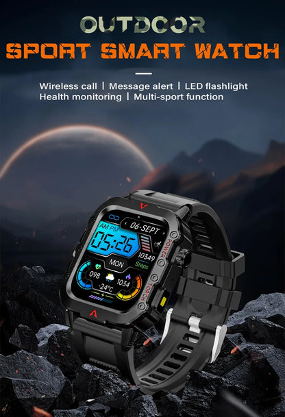 LAXASFIT Outdoor Sports Smart Watch Health Monitoring Voice Assistant Bluetooth Calling LED Flashlight 2025 NEW smartwatch