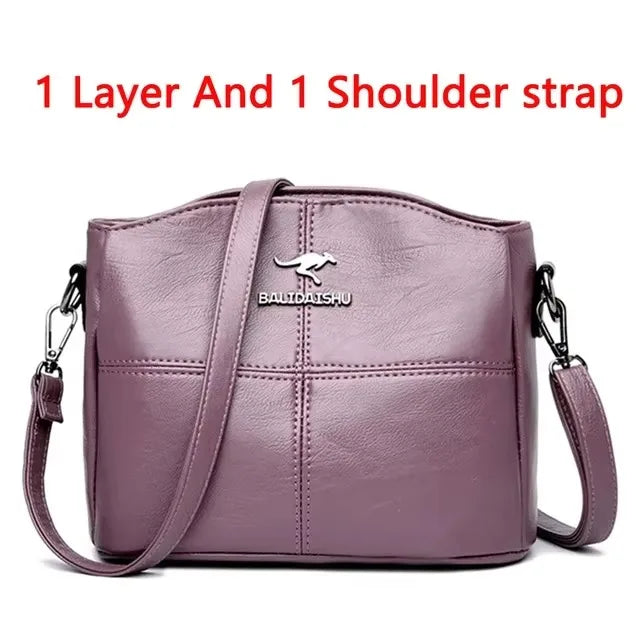 Brand Leather 3 Layers Alligator Crossbody Bag for Women Female Shoulder