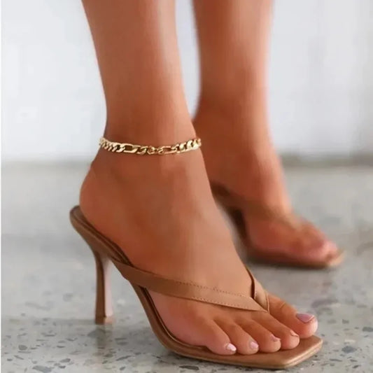Slippers Women Fashion Thin Heels Flip Flops Woman Shoes High Heels