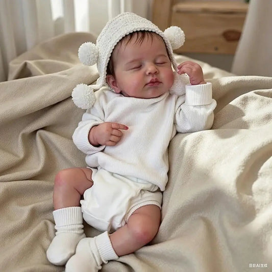 NPK 49CM Loulou Lifelike Newborn Baby Doll Realistic Reborn Asleep Full Body 3D Skin Visible Veins High Quality Handmade Collect