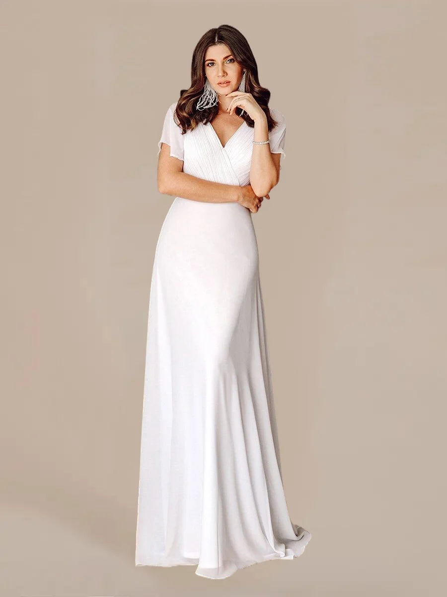 Evening Dresses Ever pretty of Glamorous Pretty Double V-Neck Ruffles Padded Dresses