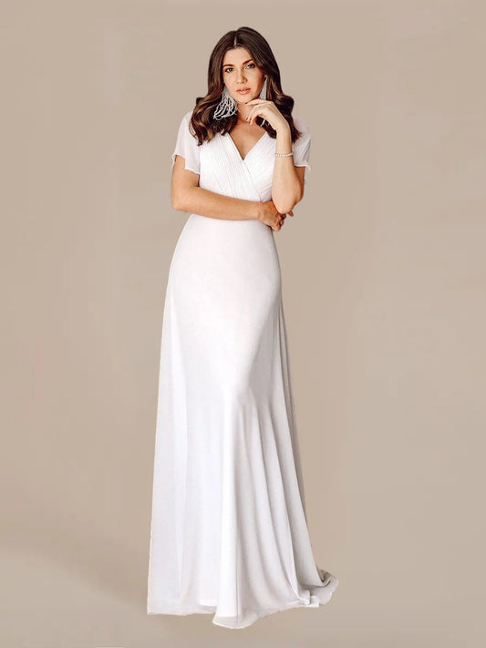 Evening Dresses Ever pretty of Glamorous Pretty Double V-Neck Ruffles Padded Dresses