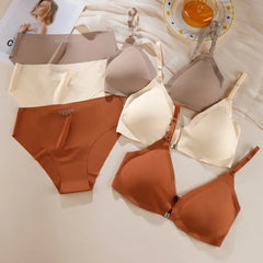 Ice Silk Seamless Bra and panty set, Beautiful Back Push-up Bra