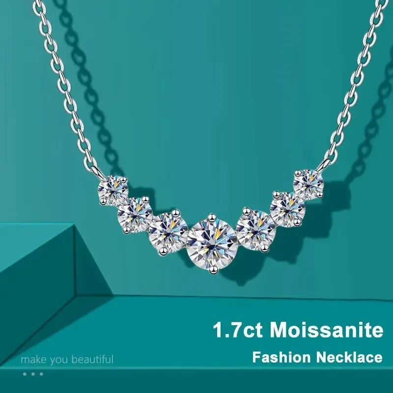 D Vvs1 Moissanite Necklace for Women Wedding Fine Jewelry with Certificates 925 Sterling Silver Plated 18K White Gold Necklace