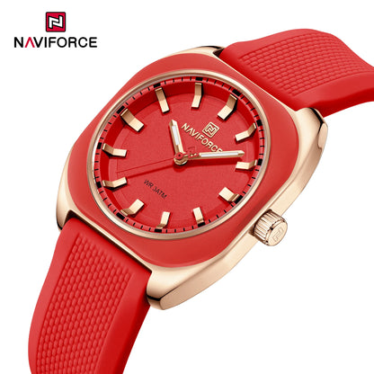 NAVIFORCE Fashion Women's Casual Elegant Simple Polygon Quartz Silicone Watch Gift for Women Wristwatch Casual Relogio Feminino