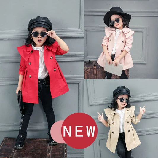 Girls Long Jacket Solid Color Girl Coats Kids Casual Style Children