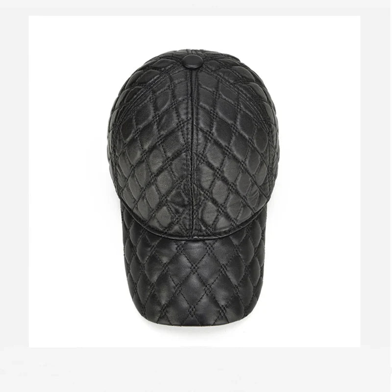 2026 Spring Genuine Sheepskin Leather 55-61CM Black Baseball Caps For Man Casual Street Gf Gorras Dad Hat