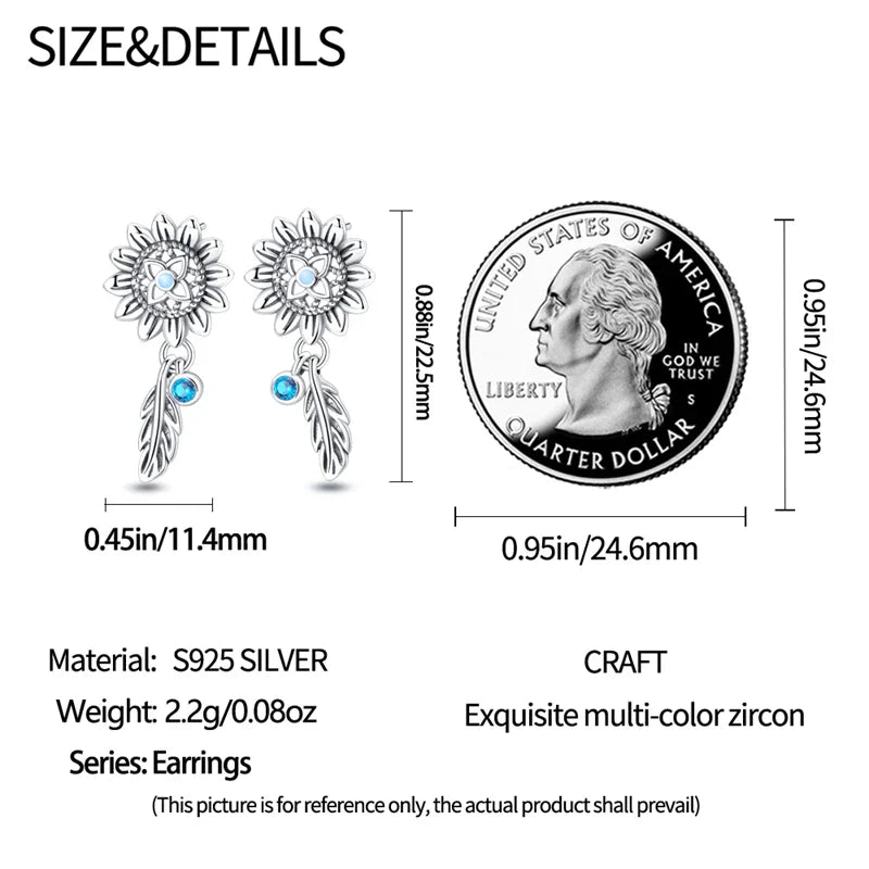 New in 925 Silver Romantic Feather Moon Stars Dream Catcher Earrings For Women Trending Fashion Jewelry Creative Birthday Gifts