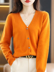 Women's Sweater Spring Autumn Cardigans V-neck Single Breasted Short Slim