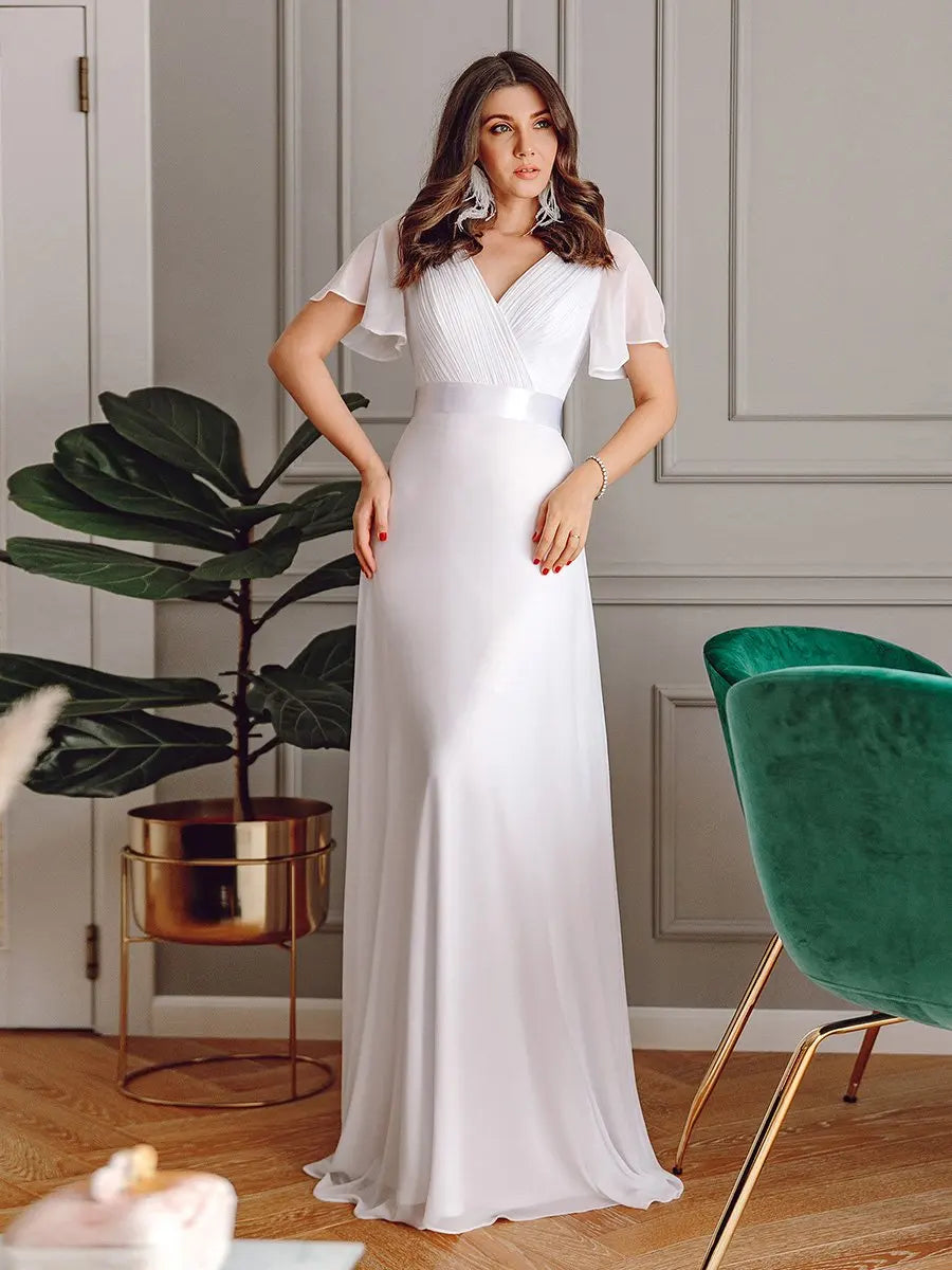 Evening Dresses Ever pretty of Glamorous Pretty Double V-Neck Ruffles Padded Dresses