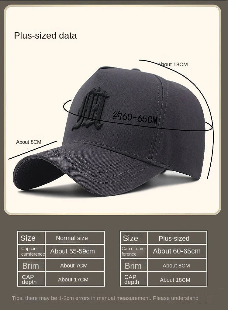 Big Head Plus Size Men's Hat Baseball Cap for Male Summer Sports Hat Hip Hop