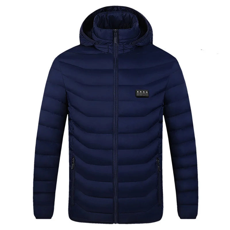 19 Areas USB Heated Jacket Men Winter Thermal Coat Electric Heating Jacket Hooded