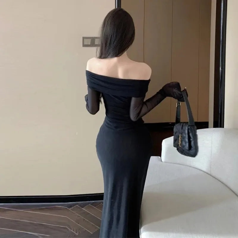 Formal attire Dresses: Off Shoulder Elegant Irregular Ruffles Split Evening Party Dresses