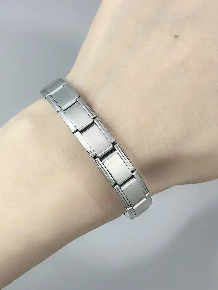 Italian Charm Link for Women Men 9mm Width Silver Gold Color Chain Stainless Steel Bracelet on Hand DIY Making Jewelry Wholesale