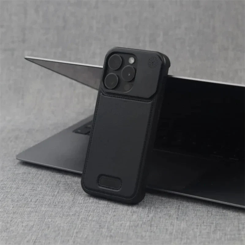 Aluminum Alloy Leather Magnetic Phone Case For iPhone 17 Air 16 15 14 Pro Max Wireless Charging Metal Frameless Shockproof Cover