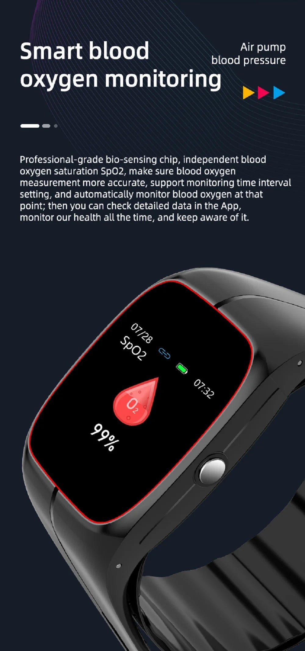 Blood Oxygen Blood Pressure Body Temperature Heart Rate Monitor Smartwatch Men Waterproof Sleep Sport Health Smart Watches Women