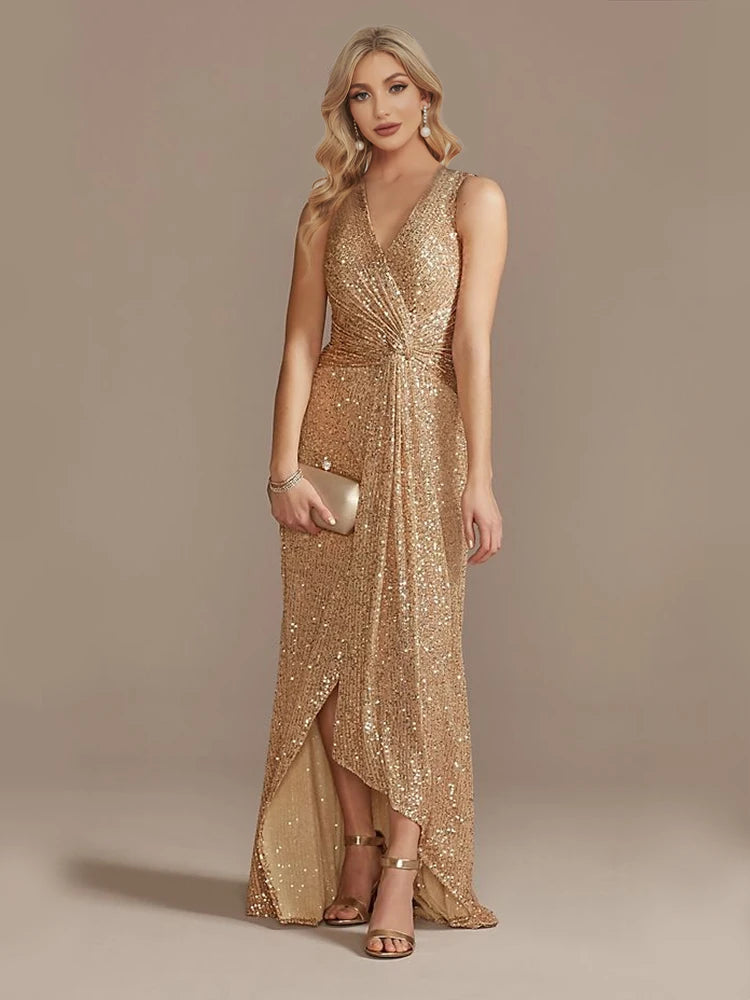 Formal attire Dresses: Floor Length V-Neck Evening Party Dress Women