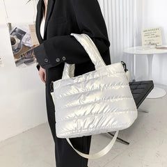 Women Winter Handbags Mobile Space Glossy Female Down Bags Cotton-padded