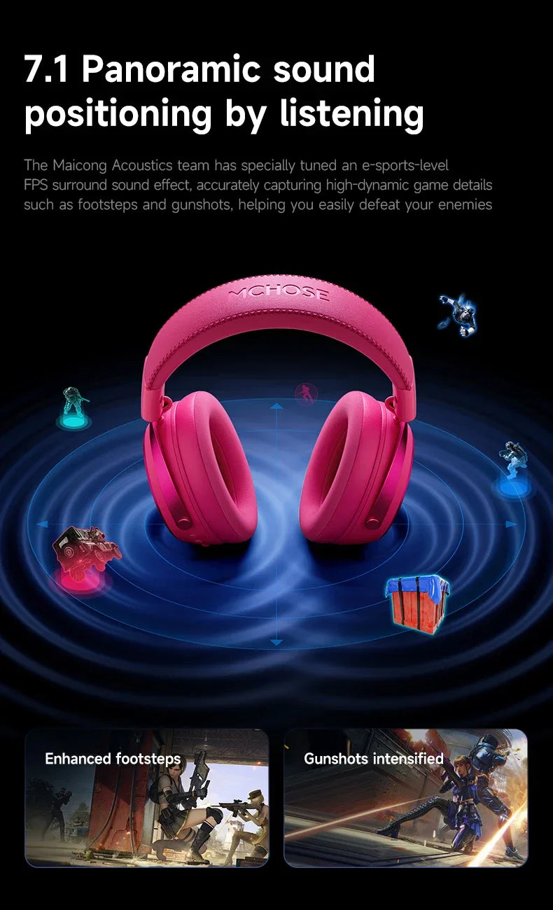 MCHOSE X9 Wireless Headworn Game Headset Bluetooth 2.4G Three Mode E-sports Noise Reduction Headset Desktop Computer Headset FPS