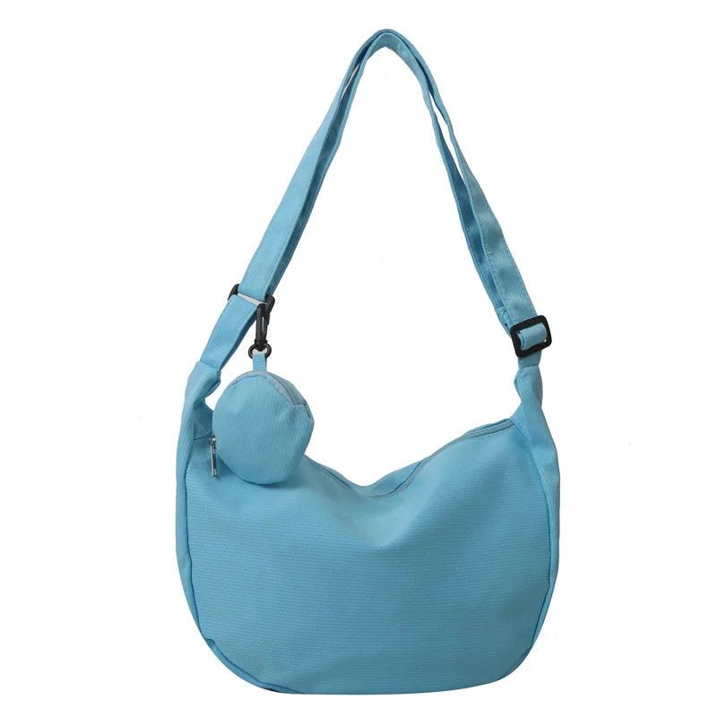 Women's Canvas Shoulder Bag Large Capacity Crossbody Chest Bag Casual Half Moon