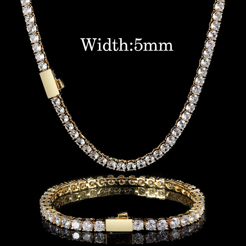 Hip Hop Jewelry Cubic Zirconia Iced Out Tennis Chain Iced Out 18k Gold Plated Bling Necklace For Women Free Custom Laser Logo