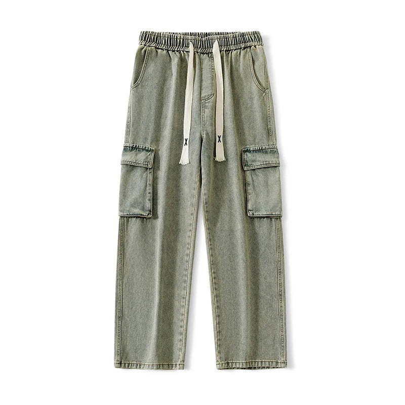 Men Cargo Jeans Baggy American High Street Y2K Multi-pocket Youth Overalls