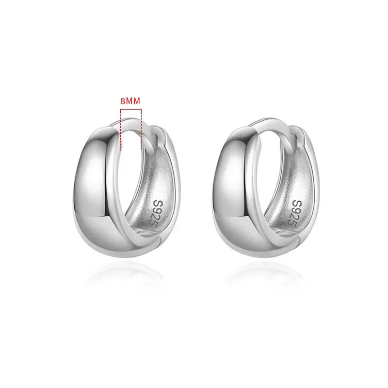 TrustDavis Real 925 Sterling Silve Fashion Inside Diameter 6 7 8 9 10mm Hoop Earrings For Women Men Personality Jewelry DG0132