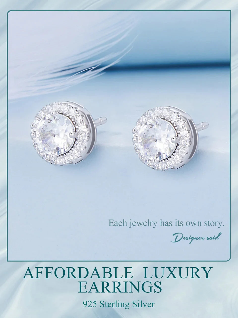 BAMOER Gold Plated Halo CZ Stud Earrings 925 Sterling Silver Hypoallergenic Classic Elegant Heart Earrings Jewellry BSE894