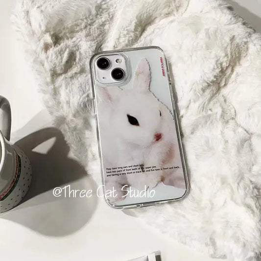 Cute Hazy Rabbit Korean INS Cartoon Phone Case For IPhone 16 15 14 13 12 11 Pro Max XR XS Max 7 8 Plus Kawaii Cover Case Funda
