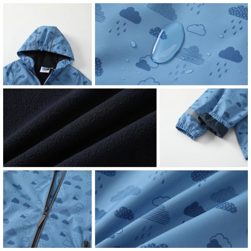HONEYKING Boys Raincoat Suit Kids Clothing Set Comfortable Breathable Rain Suit with Jacket And Trousers for Children