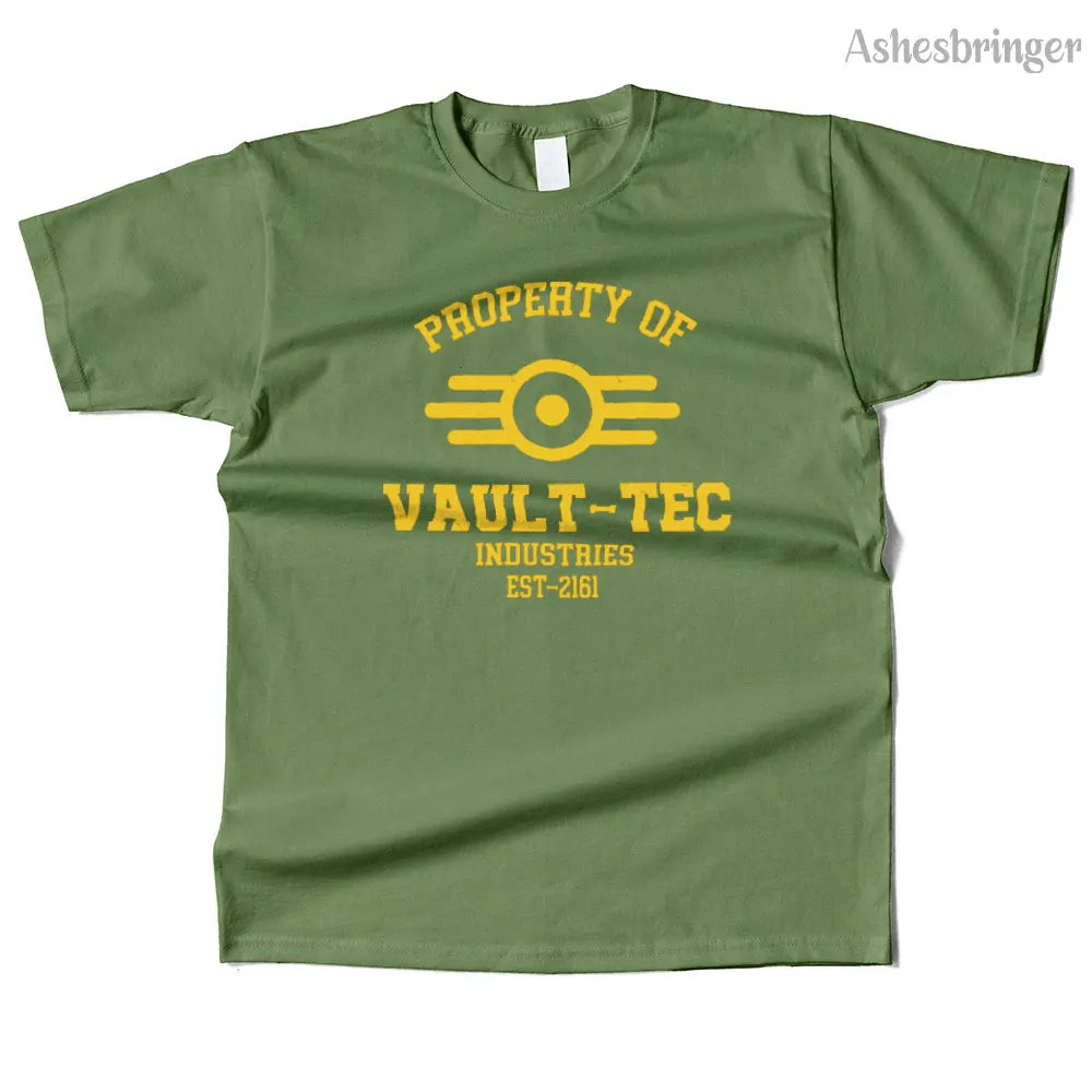 Mens Cotton Property of Vault Tec Graphic T Shirt Street Casual Style Tee for Men and Women