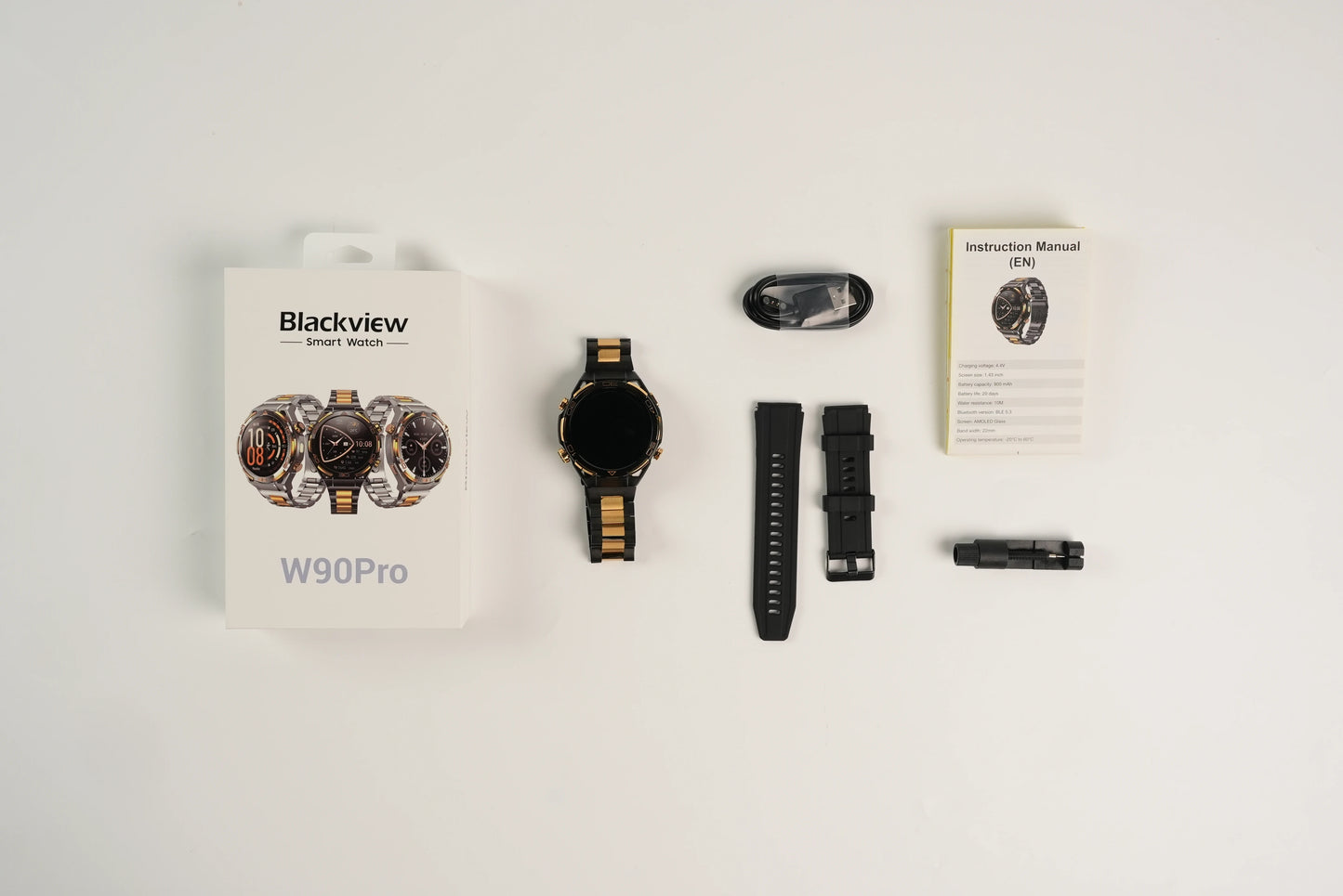 New Blackview W90 Pro GPS Smart Watch 1.43" HD AMOLED Display, 900mAh/ 20Days Standby Bluetooth Waterproof Sport Watch for Men