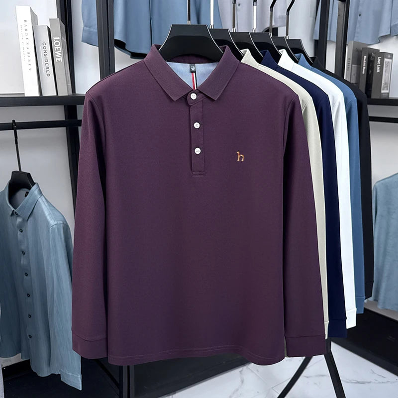 Premium Brand Quality Men's Polo Shirt Autumn Fashion Cartoon Embroid Long Sleeve Exquisite Lapel T-Shirt Business Menswear Top