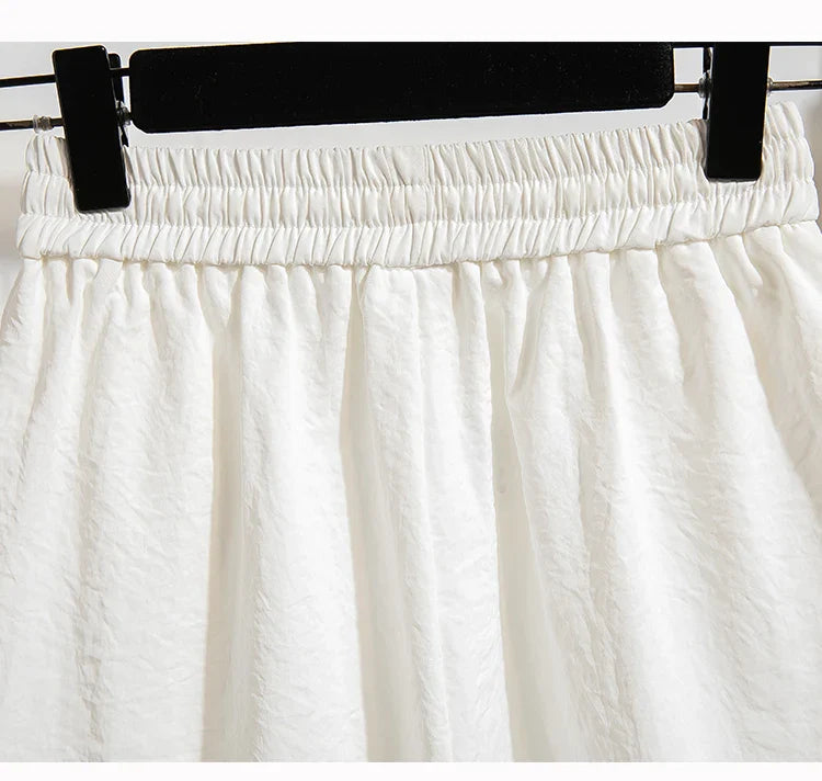 Plus Size Summer Shorts For Women 2025 Summer Ice Silk Drawstring Large Size Loose Shorts Women Korean Streetwear Shorts Female