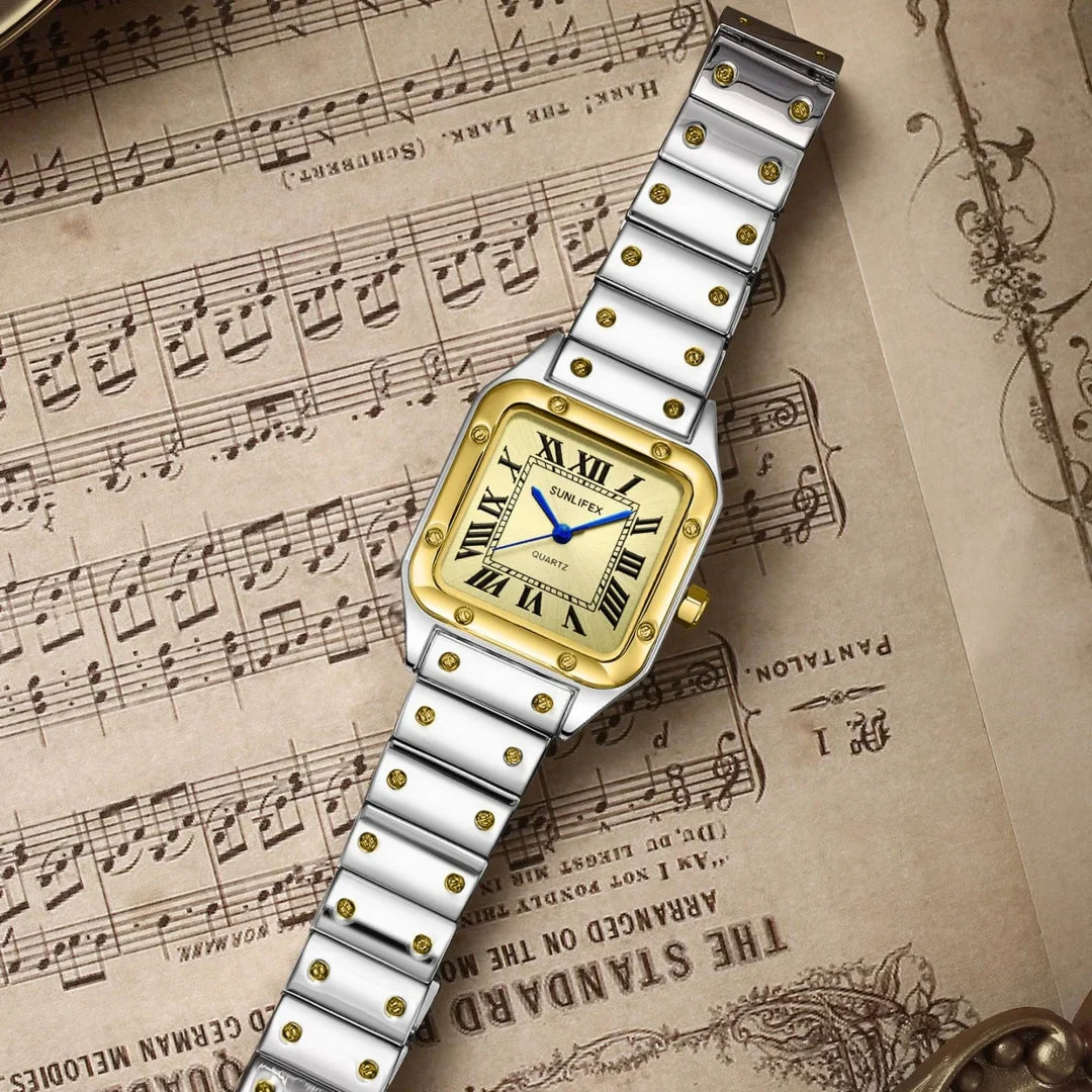 Square Women Watches Ladies Quartz Watch Female Wristwatch Stainless Steel Bamboo Strap Casual Lady Clock Watch Relogio Feminino