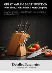 7PCS Kitchen Knife Set Forged German 1.4116 Stainless Steel Sharp Chef