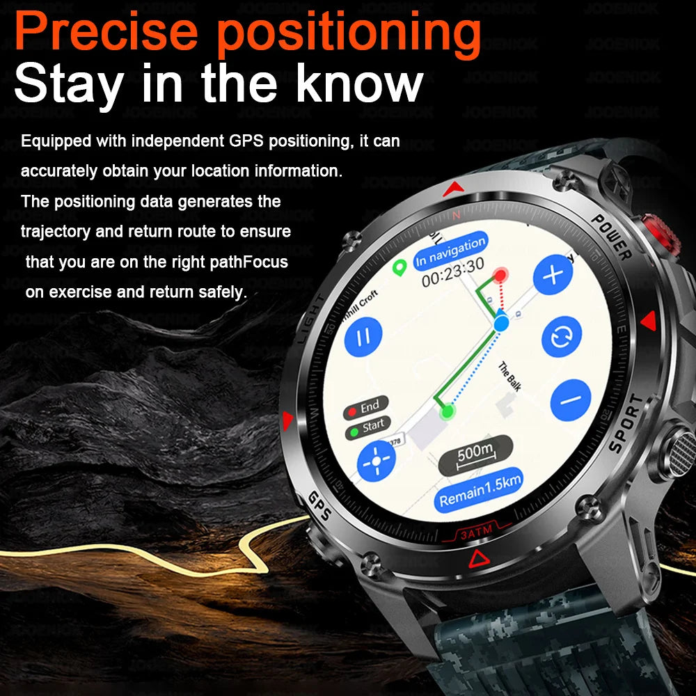 Outdoor Military Smart Watch Men Built-in GPS 1.46" AMOLED Compass