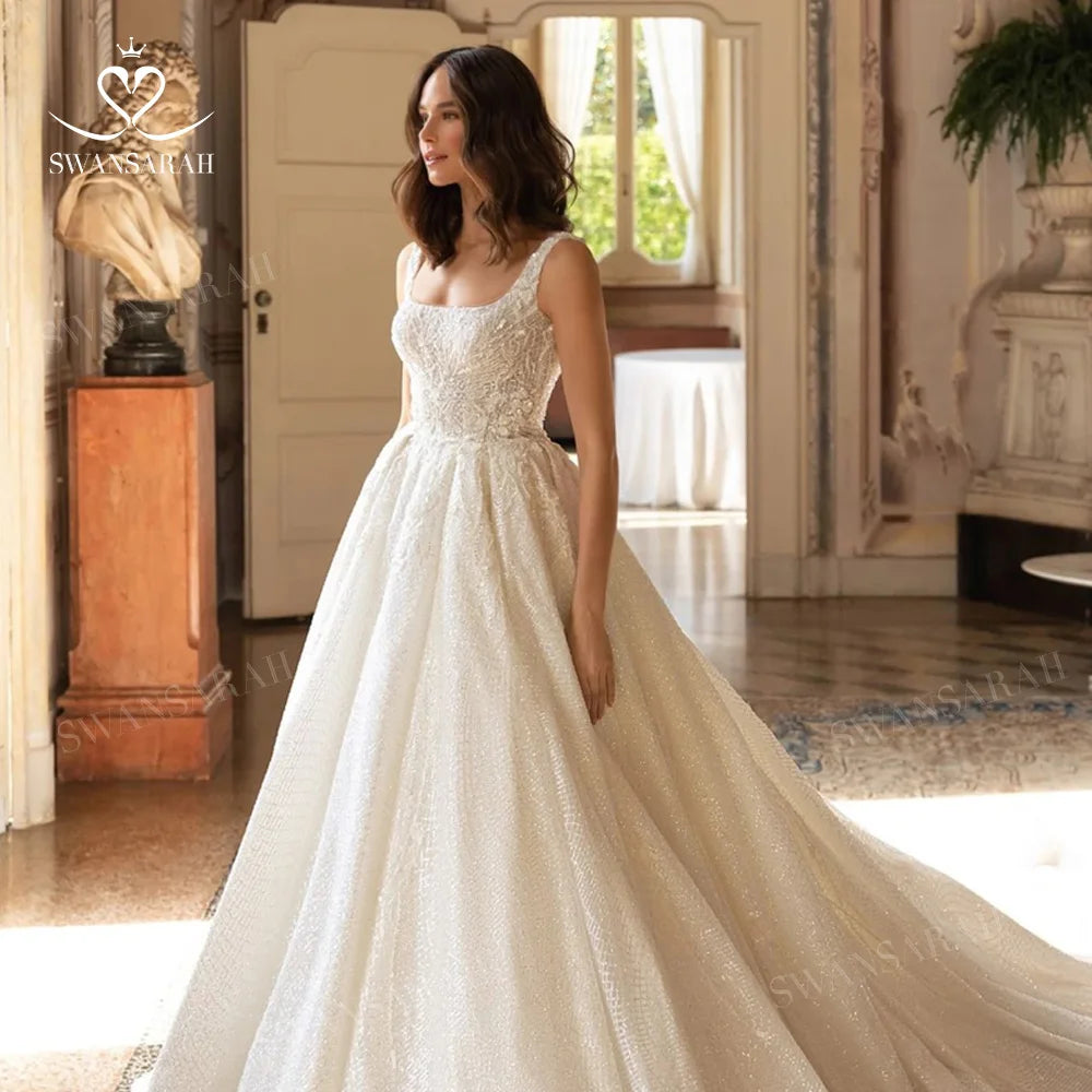 White Bridesmaid Dresses: Wedding Dress Appliques Backless A-Line Princess Bride Gown