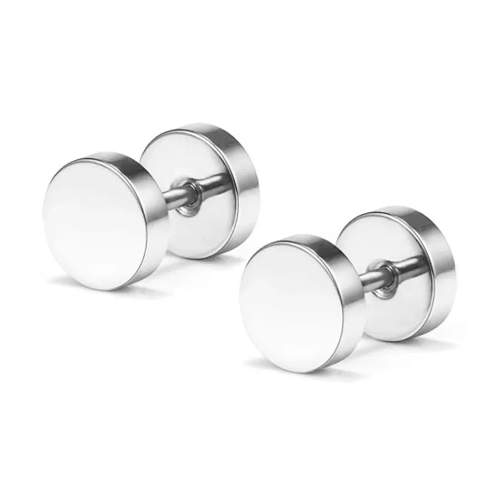 One Pair Black Stainless Steel Round Stud Earrings For Women Dumbbell Piercing Earrings Men Punk Fashion Jewelry 2-14mm