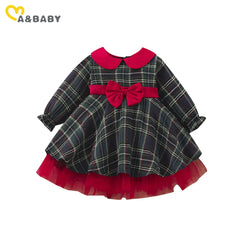 Girls Red Dress Kid Toddler Girl Plaid Bow Tulle Tutu Party