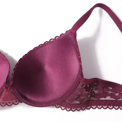 Women's 3/4 Cup Plunge Bras Lace Solid Color Thin Mold Cup Bra