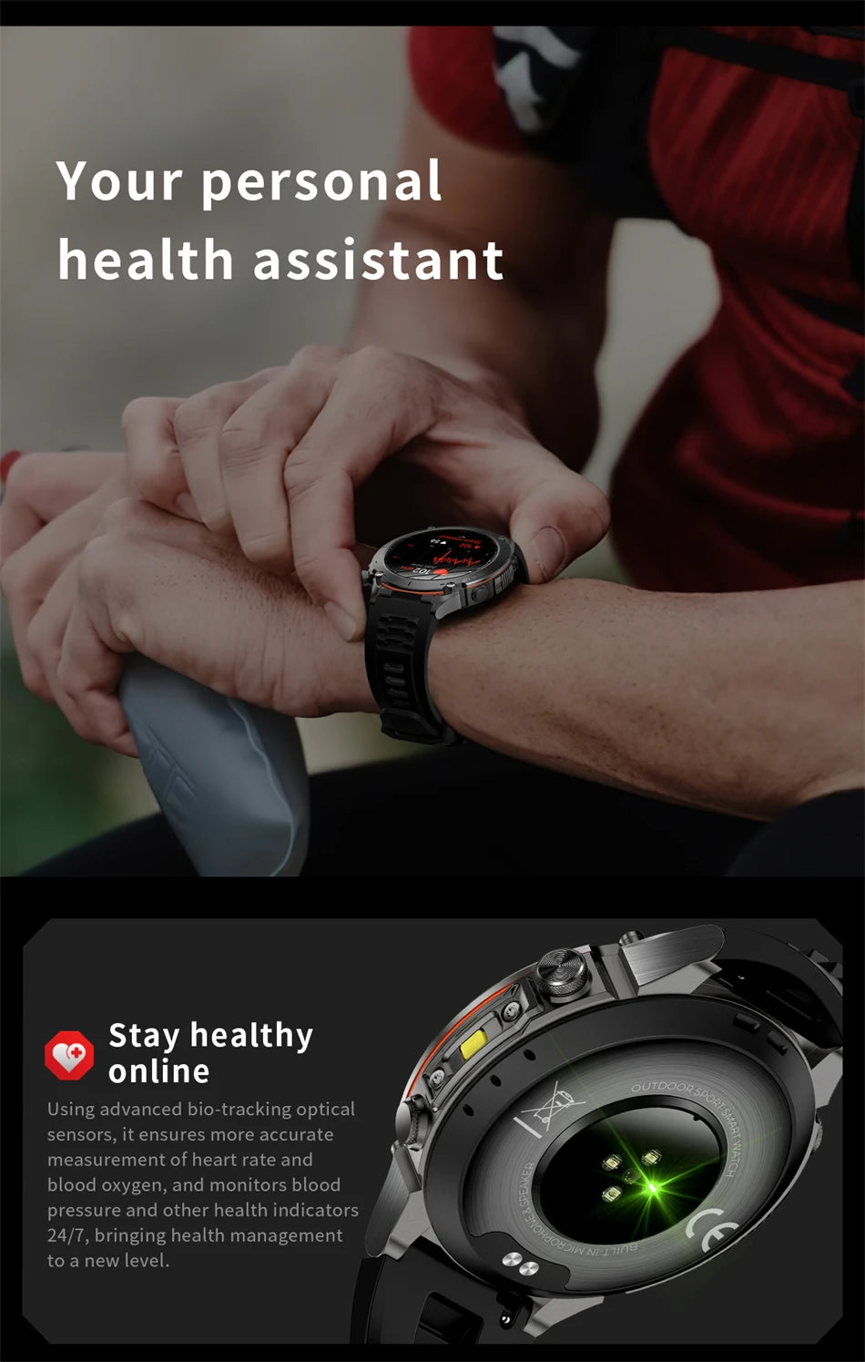New Men Outdoors Sports Military GPS SmartWatch 10ATM Waterproof 730mAh High Battery Compass NFC HD Call For Android IOS Watch