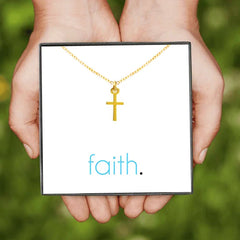 Christian Golden Cross Pendant Necklace For Women Short Chain Simple Minimalist