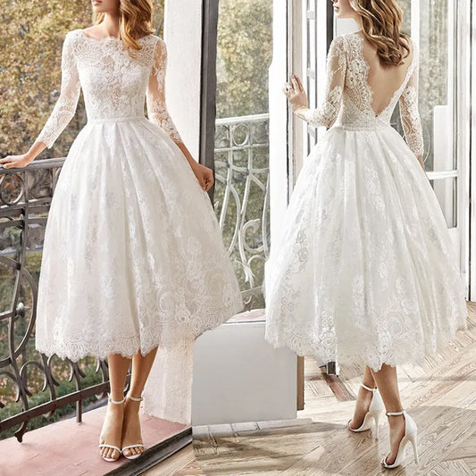 2023 Summer Long Sleeve Wedding Prom Dress Vestido De Novia Lace Tulle Robe Sweetheart Homecoming Dress A-Line Evening Gowns